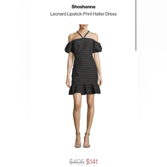 Shoshanna Leonard Lipstick-Print Halter Dress - Picture 1 of 12